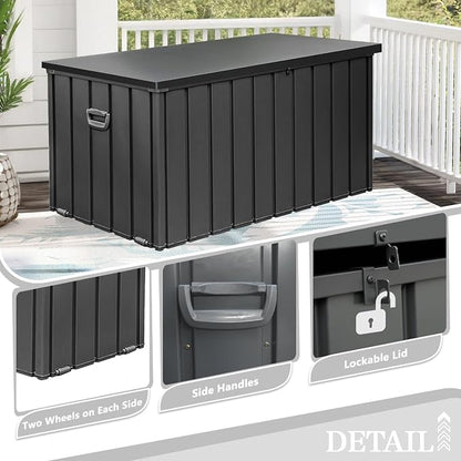 Domi 190 Gallon Deck Box, Metal Outdoor Storage Box - Image 5