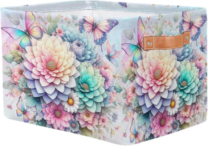 Pardick Basket Storage Bins Rainbow Flower Floral Rectangle Cube Basket Box - Image 2