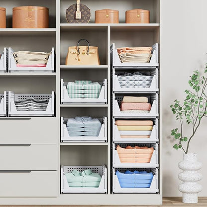 8 Pack Stackable Closet Storage Basket - Image 4