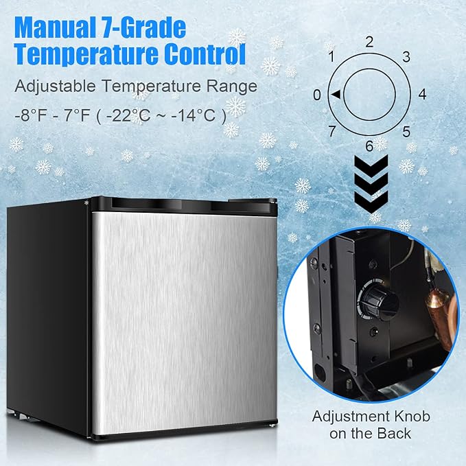 KOTEK 1.1 cu.ft. Compact Upright Freezer, Mini Freezer w/Reversible Stainless - Image 5