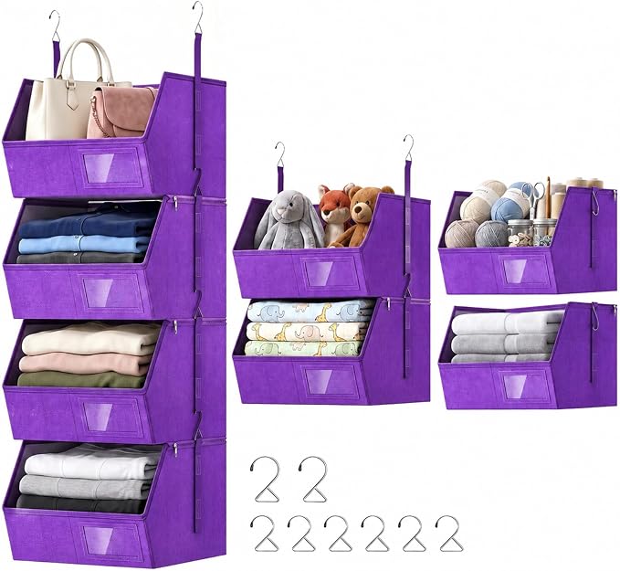 4-Tier Hanging Closet Organizer, Detachable Hanging Storage Shelves by Unknown