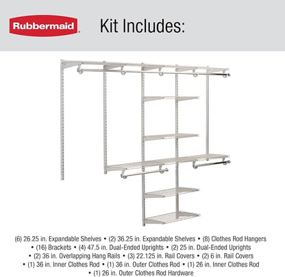 Rubbermaid Configurations Deluxe Custom Closet Kit 4-8 Ft. Adjustable Metal - Image 6