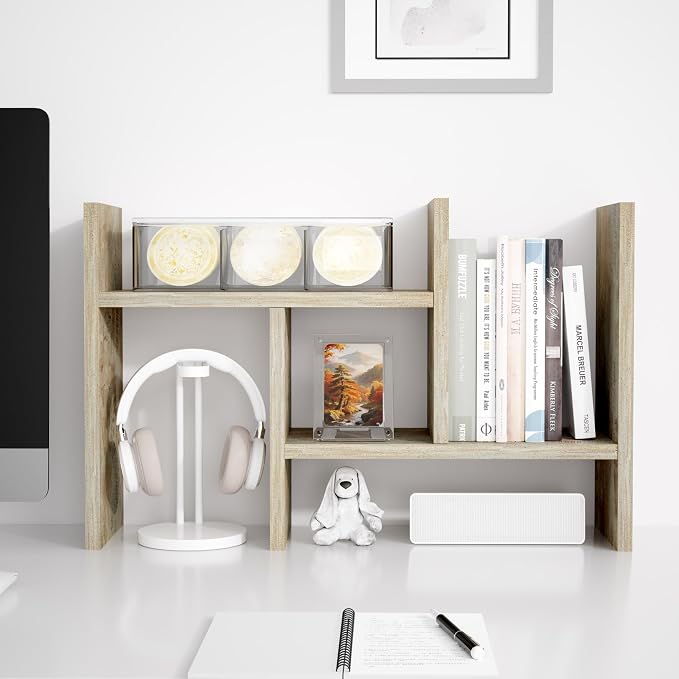 Jerry & Maggie Desktop Organizer Office Storage Rack Adjustable Wood Display - Image 6