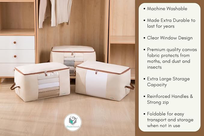 Canvas Comforter Storage Bags 2 Pack Folding Organizer bag - Image 7