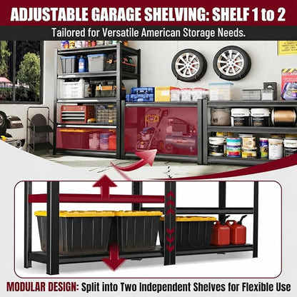 Garage Shelving, 1800 LBS Heavy Duty Metal Storage Shelves, 3-Tier Adjustable - Image 6