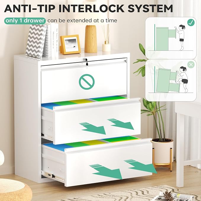 Bonusall 3 Drawer Lateral File Cabinet - Image 5