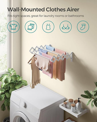 SONGMICS Clothes Drying Rack, Wall-Mounted Drying Rack Clothing, Small - Image 6