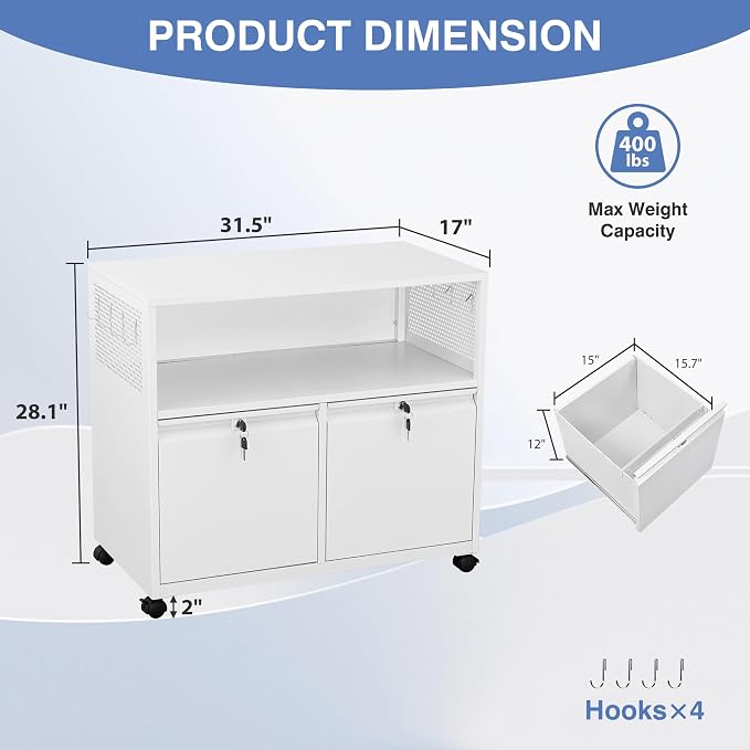 Metal File Cabinet, 2 Drawer Lateral Filing Cabinet - Image 3