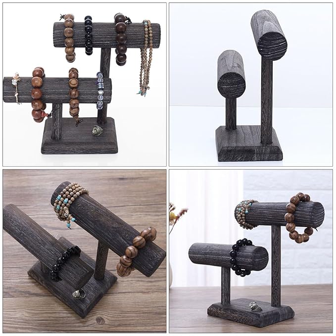 Solid Wood Scrunchie Holder Hair Tie Organizer Stand Vintage Jewelry Display - Image 7