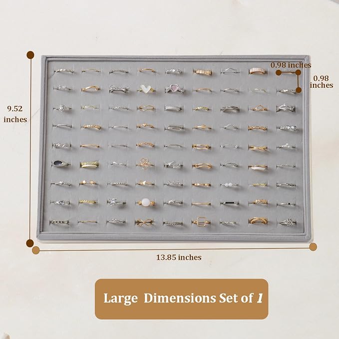 Large Jewelry Organizer for Drawer Insert Velvet Stackable Jewelry Trays for - Image 3
