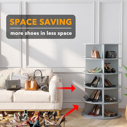 SpaceAid 5 Tier Rotating Shoe Rack Tower, Spinning Shoe Display Lazy Susan - Image 3