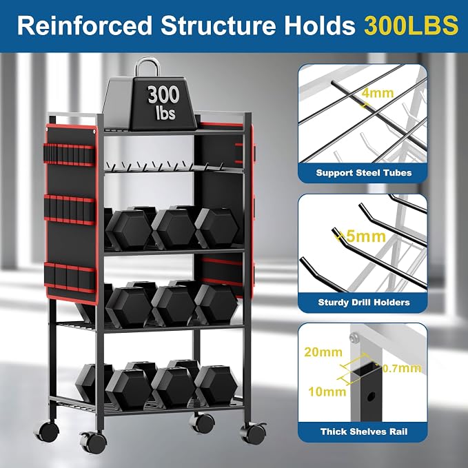 5 - Tier Power Tool Organizer Cart - 300 lbs Heavy Duty Utility Rack Shelf - Image 5