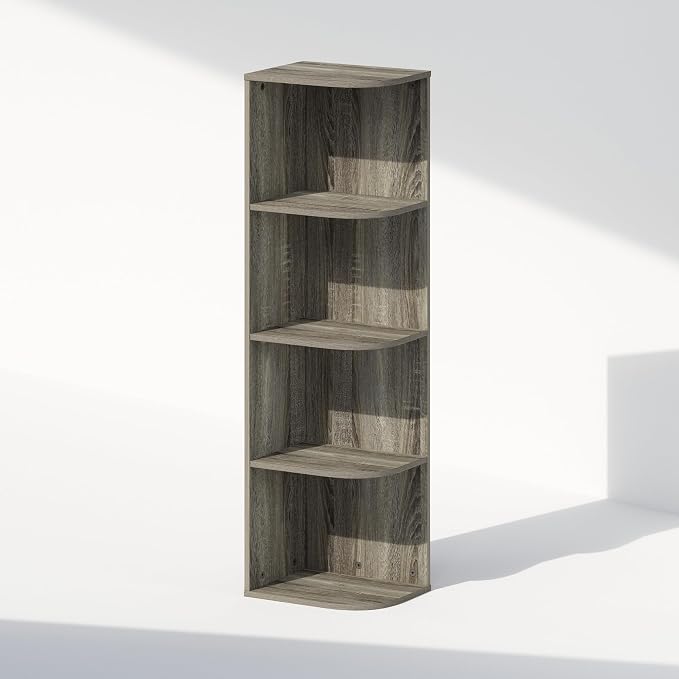 Furinno Reed Corner Shelf, 4-Tier Corner Bookshelf, Book Shelf, Corner Shelves - Image 6