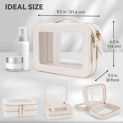 Prite Double Layer Makeup Bag for Women Portable Clear Makeup Bag Cute - Image 3