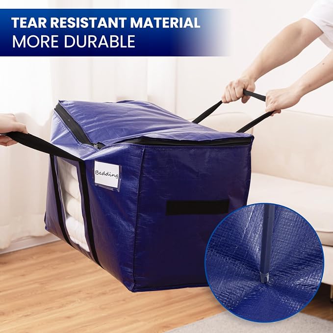 TAILI 2 Pack Dark Blue Extra Large Moving Bags, Heavy Duty Totes - Image 8