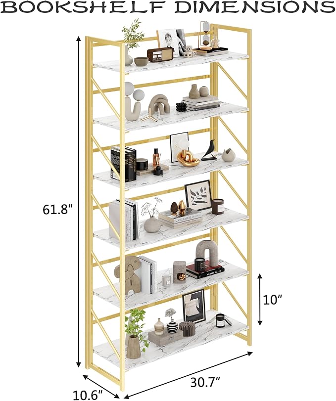 JSB 6 Tier No Assembly Folding Bookshelf, 30.7" Wide Foldable Storage Bookcase - Image 3