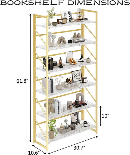 JSB 6 Tier No Assembly Folding Bookshelf, 30.7" Wide Foldable Storage Bookcase - Image 3