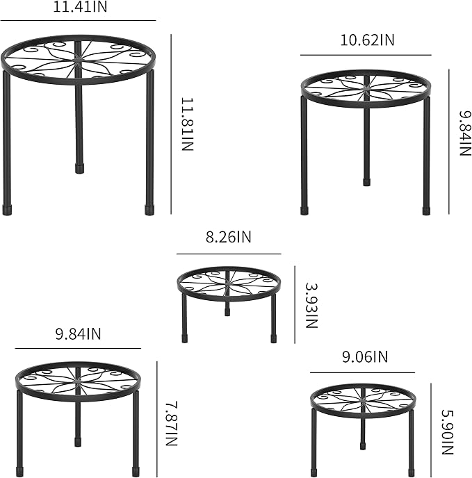 Linpla 5-Pack Decent Metal Plant Stands, Heavy Duty Flower Pot Stands - Image 7