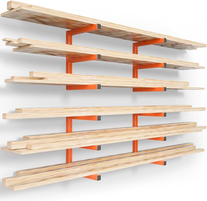 YYR Wood Organizer and Lumber Storage Rack Wall Mount, Heavy Duty Metal Shelf by YYR