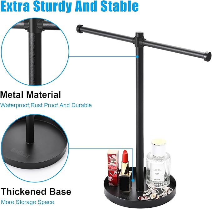 Jewelry Necklace Organizer Stand, 12.9" Tall Sturdy Metal Jewelry Stand - Image 3