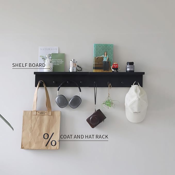 Entrance Coat Rack ，Coat Hooks, Wall-Mounted Wooden Hook Rack, Wall-Mounted - Image 3