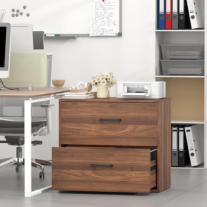 Lateral File Cabinet, 2 Drawer Filing Cabinet, Wood File Cabinets - Image 2