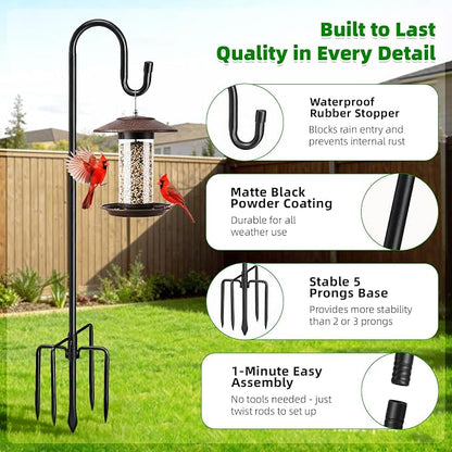 94" Heavy Duty Shepherds Hooks for Outdoor, Bird Feeder Pole - Image 2
