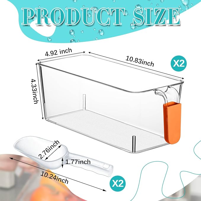 Havawish Ice Storage Bin and Flexible Scoop Set Plastic Freezer Bin - Image 2