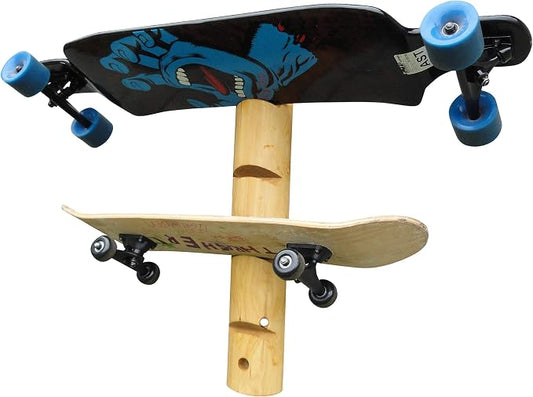 4-Place Longboards/Skateboard Log Rack, Vertical Snowboard Wall Mount, Indoor by LogKayakRack