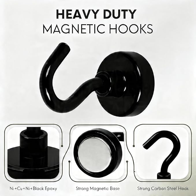 Neosmuk Magnetic Hooks, Heavy Duty 30lb+ Strong Magnet Hook - Image 4