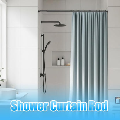 AIZESI 2pcs Adjustable Curtain Rod No Drilling Black Spring Tension Rod - Image 6