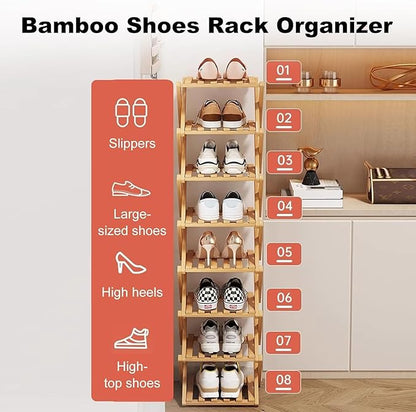YYW Bamboo Shoe Rack for Entryway, Free Standing Shoe Racks Shelf Closet - Image 4
