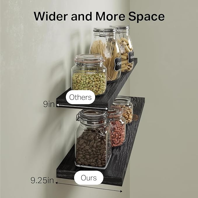 BAYKA Floating Shelves for Wall, 35.4 Inches Long Black Wall Mounted Rustic - Image 6