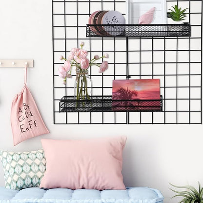4 Pcs Metal Wire Mesh Basket for Gridwall Black Hanging Wire Mesh Basket - Image 5