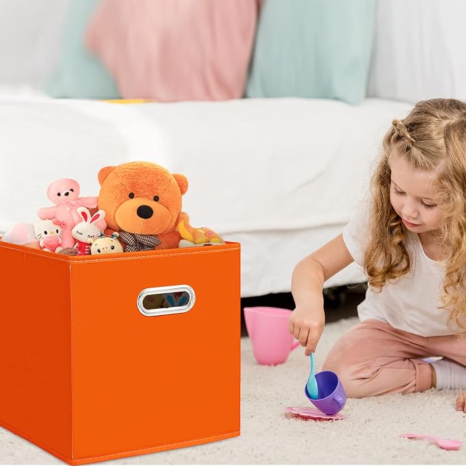 Black Fabric Cubby Storage Bins, Cube Organizer Bin Foldable Storage Boxes - Image 4