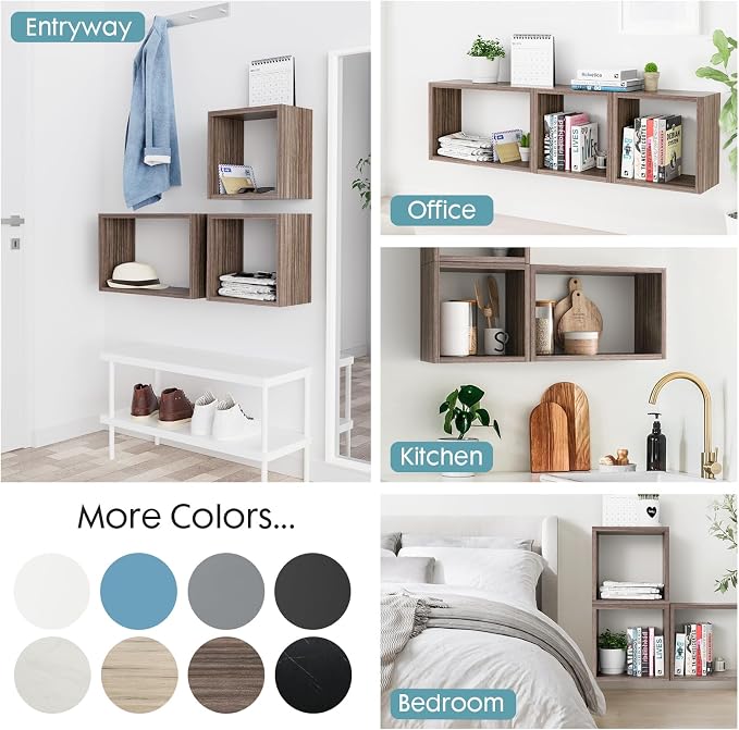 Kaboon Wall Mount Shelf Set of 3, Floating Cube Shelves - Image 5