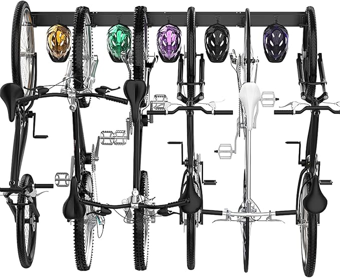 TORACK Bike Storage Rack, 6 Bike Racks & 5 Hooks by TORACK