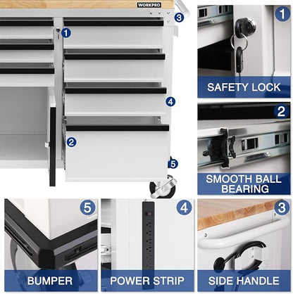 WORKPRO 62" Rolling Tool Chest, Heavy Duty Mobile Tool Storage Cabinet - Image 5