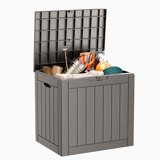 DRATO 35 Gallon Outdoor Storage Box Waterproof, Lockable Resin Deck Box by DRATOprovidesawarmandcozy