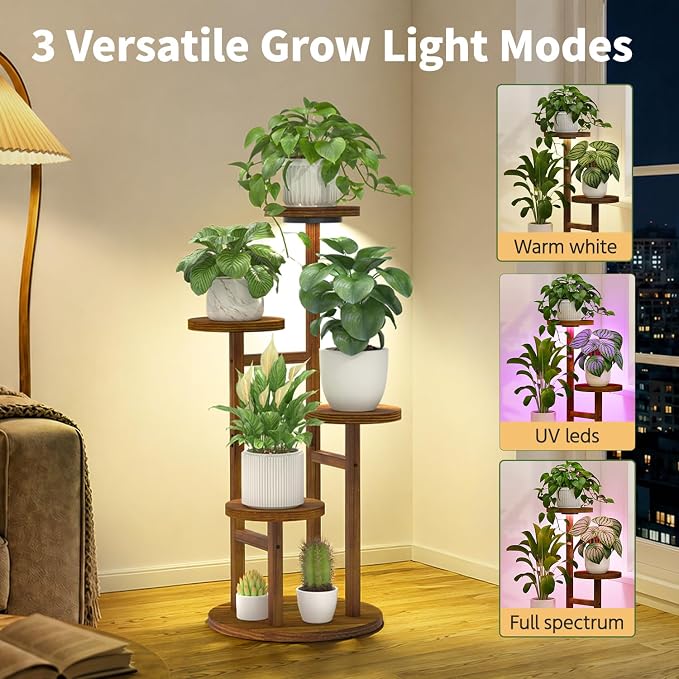 LASZOLA 4 Tiered Wood Plant Stand Indoor Corner - Image 5