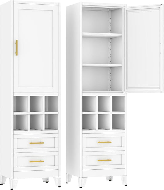 Ckzbx Tall Narrow Storage Cabinet, 66.93" H Tall Bathroom Cabinet Metal Pantry by Ckzbx