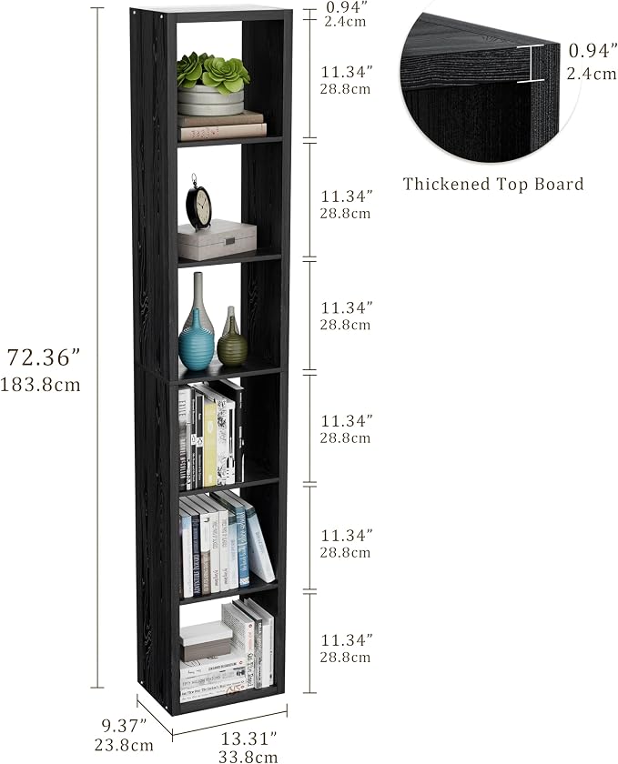 Tall Cube Storage Organizer Bookcase, 6 Tier 11 inch Open Back Cubical Shelf - Image 3