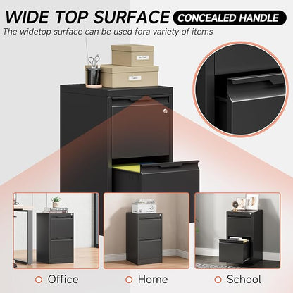 Metal Filing Cabinet With Lock, Vertical 2 Drawer Cabinet - Image 7