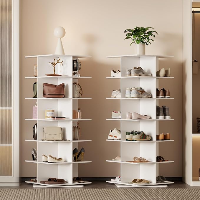 Rotating Shoe Rack Tower, PVC Material Structure, 6-Tier 360° Swivel - Image 9