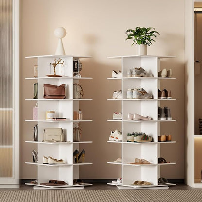 Rotating Shoe Rack Tower, PVC Material Structure, 6-Tier 360° Swivel - Image 9