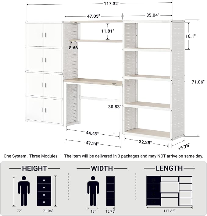 FLEXIMOUNTS 117"W Modular Garage Storage Cabinet - Image 2
