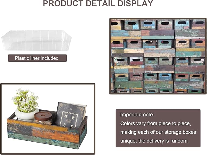 TIMRIS Farmhouse Distressed Wooden Storage Box, Rustic Bathroom Decor Box - Image 2