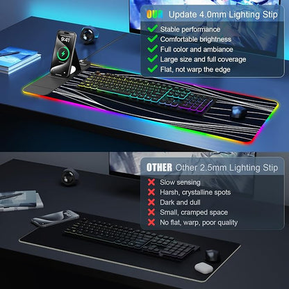 RGB Mouse Pad with Foldable Phone Stand & Wireless Charger, 31.5"x11.8" XL - Image 7