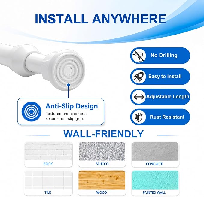6 Pack Small Tension Curtain Rod, Short Adjustable Extendable | Spring Loaded - Image 6