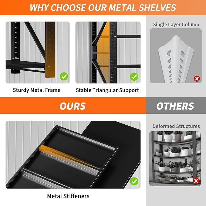 4800LBS Heavy Duty Shelving Units, 4 Tier Adjustable Metal Utility Shelf - Image 5